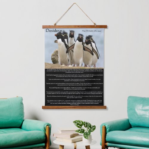 Desiderata Penguins Walking  Hanging Tapestry