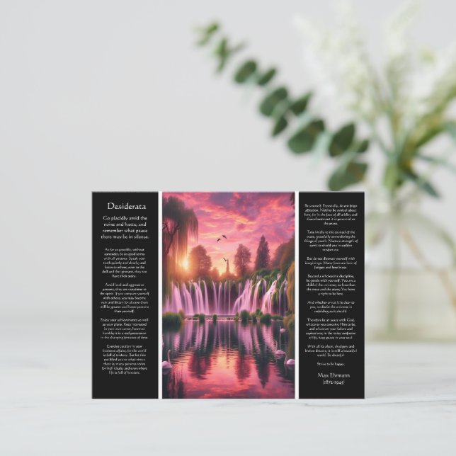 Desiderata Pink and Gold, Stillness and Swans Postcard (Standing Front)