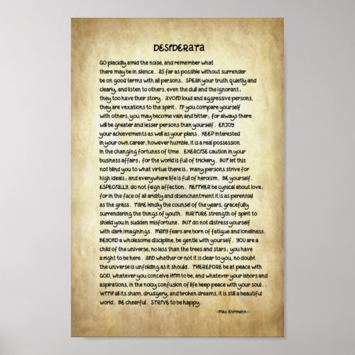 Desiderata Poem 8x12 Premium Canvas Poster