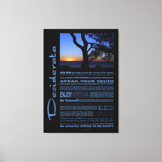 Desiderata Poem Beautiful Sunset Tree #1 Canvas Print (Front)