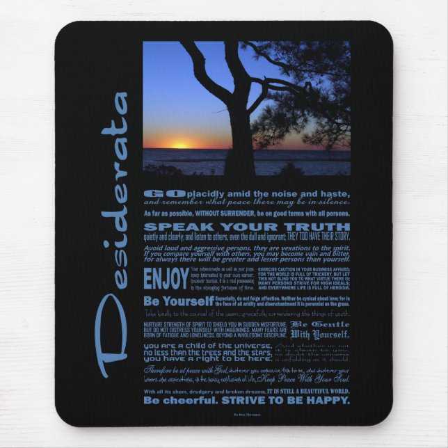 Desiderata Poem Beautiful Sunset Tree #1 Mouse Pad (Front)