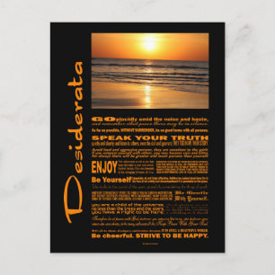 Desiderata Poem Beautiful Yellow Sunset Postcard