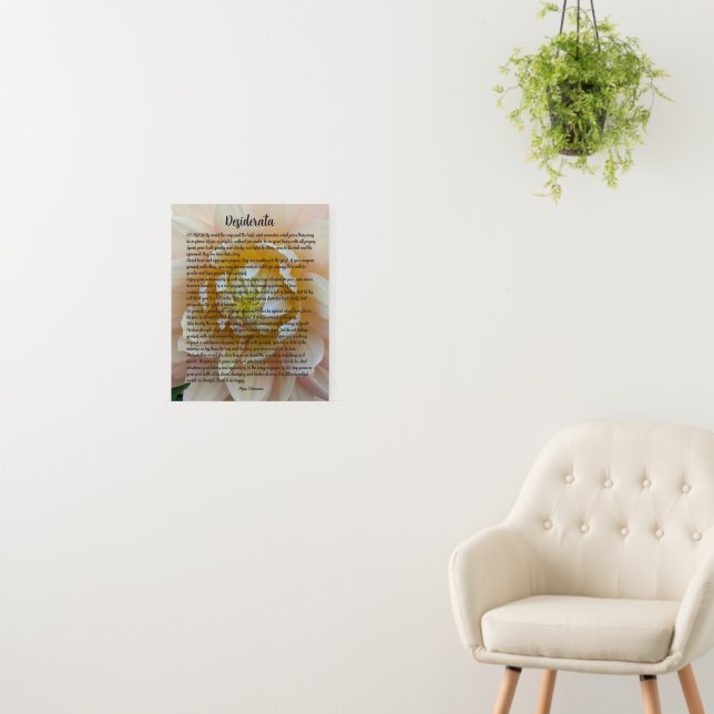 Desiderata Poem Blush Pink Dahlia Bloom Foam Board (In Situ (Wall))