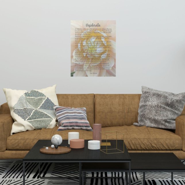 Desiderata Poem Blush Pink Dahlia Bloom Gallery Wrap (In Situ)