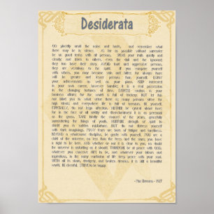 Desiderata Poem by Max Ehrmann Poster