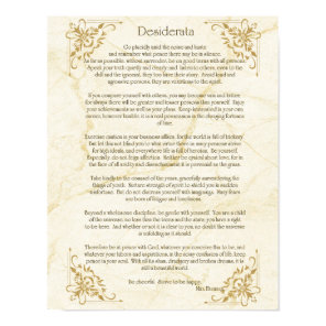 Desiderata Poem by Max Ehrmann Poster