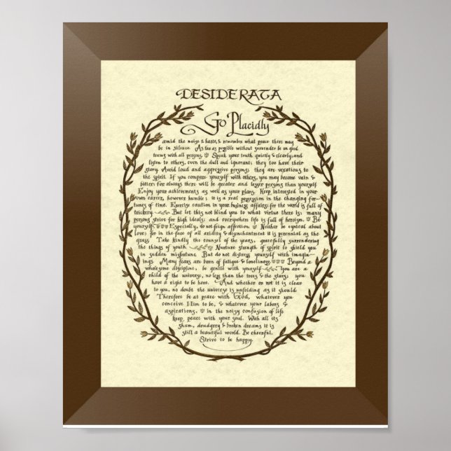 DESIDERATA Poem by Max Ehrmann Poster (Front)