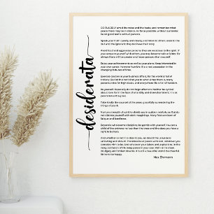 Desiderata Poem by Max Ehrmann Poster