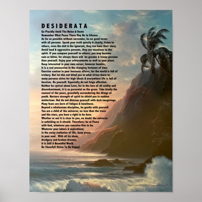 Desiderata Poem by Max Ehrmann Tropical Design Poster (Front)