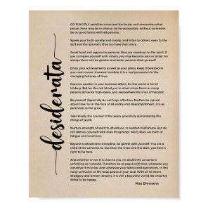 Desiderata Poem by Max Ehrmann Vintage Poster
