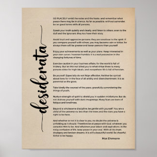 Desiderata Poem by Max Ehrmann Vintage Poster