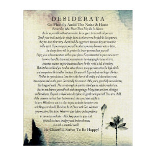 Desiderata Poem by Max Ehrmann Watercolor Lotus Acrylic Print