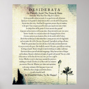 Desiderata Poem by Max Ehrmann Watercolor Lotus Poster
