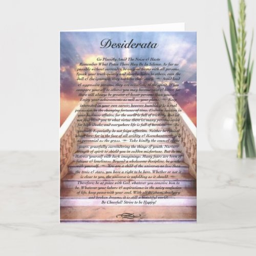 DESIDERATA Poem Card on Stairway To Heaven