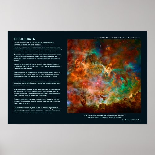 Desiderata Poem _ Carina Nebula in Argo Navis Poster