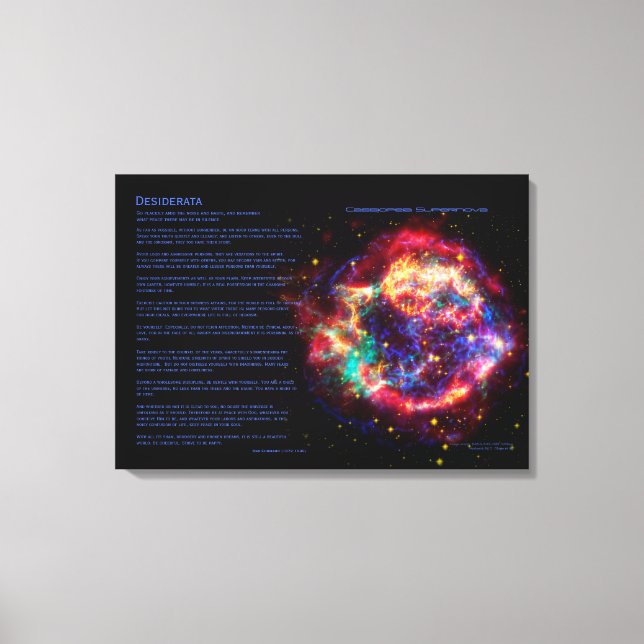 Desiderata Poem, Cassiopeia, Milky Way Supernova Canvas Print (Front)