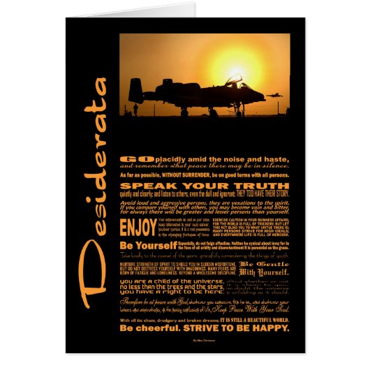 Desiderata Poem Desiderata A-10 Thunderbolt Cards (Front)