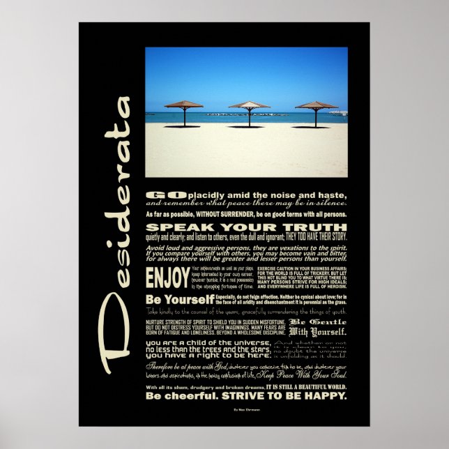 Desiderata Poem Dream It Live It Beach Poster (Front)