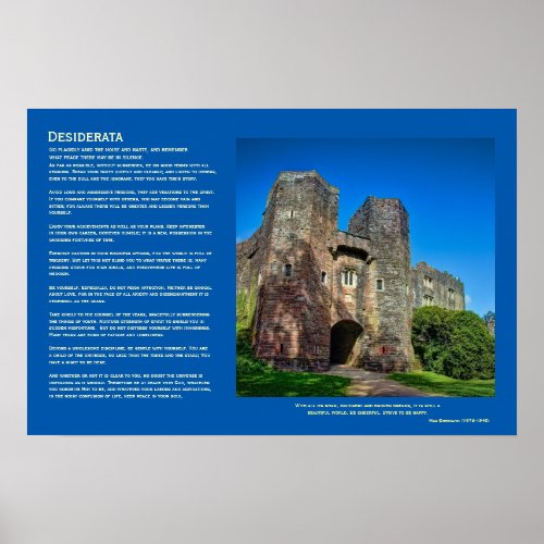 Desiderata Poem _ English Castle Entrance Poster
