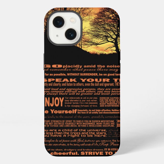 Desiderata Poem Evening Sunset Tree Iphone Case (Back)