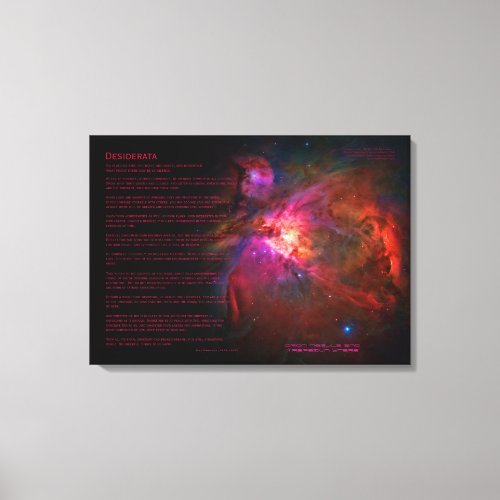 Desiderata Poem guidance _ Orion Nebula Canvas Print