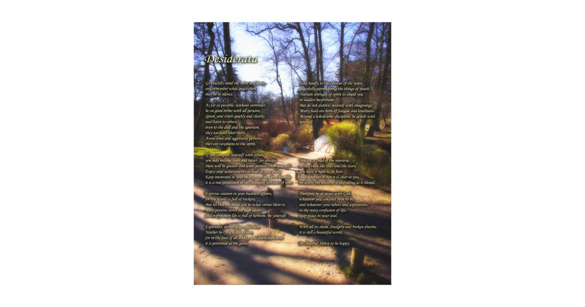 Desiderata Poem - I Have Time Canvas Print | Zazzle