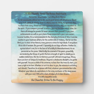 Desiderata Poem in Blue Thunder On The Beach Plaque