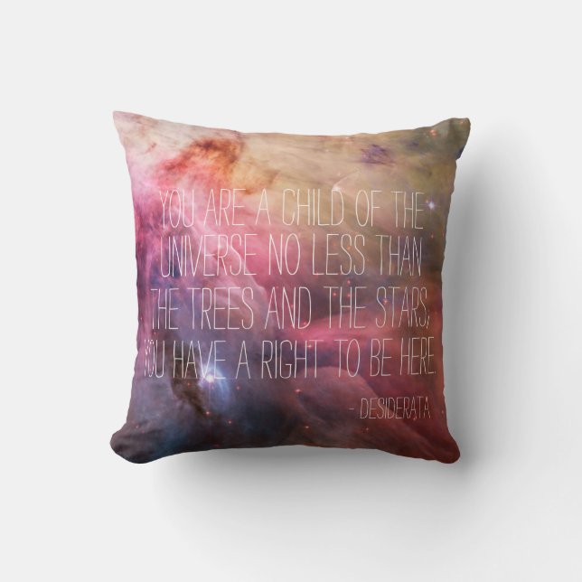Desiderata poem inspirational quote nebula nebulae throw pillow (Front)
