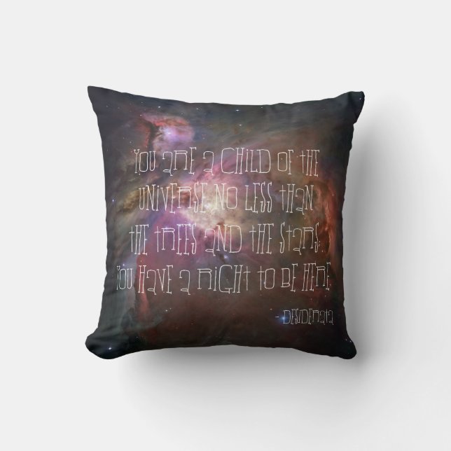 Desiderata poem inspirational quote nebula saying throw pillow (Front)