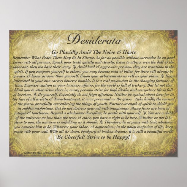 Desiderata Poem Art Print by Max Ehrmann, Inspirational Poem, Desiderata  Poster, Desiderata Poetry Wall Art, Motivational Graduation Gift - Etsy