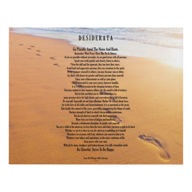 Desiderata Poem Max Ehrmann Footprints In The Sand Panel Wall Art (Front)