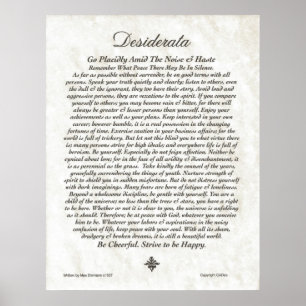 DESIDERATA Poem=Max Ehrmann=Parchment Collection Poster