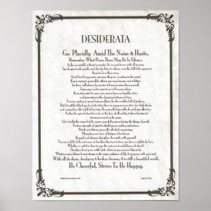 DESIDERATA Poem=Max Ehrmann=Parchment Collection Poster