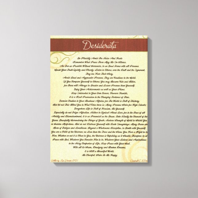 DESIDERATA Poem=Max Ehrmann=Woodgrain Canvas (Front)