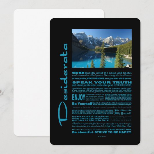 Desiderata Poem Moraine Lake (Front/Back)