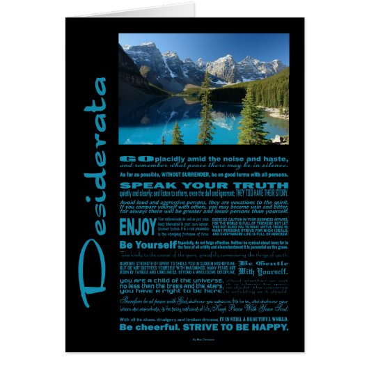 Desiderata Poem Moraine Lake Cards (Front)