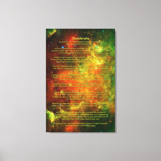 Desiderata Poem - North American, Pelican Nebulae Canvas Print (Front)
