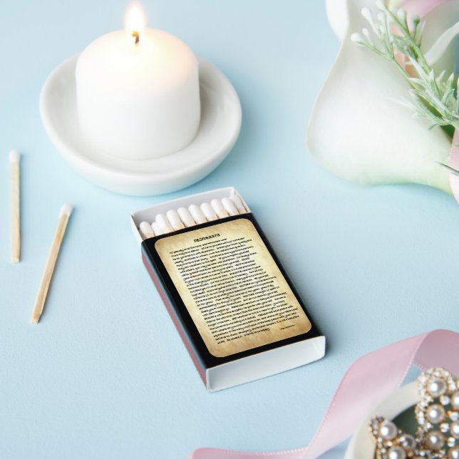 Desiderata Poem On Brown and Gold Poster Matchboxes (Insitu)