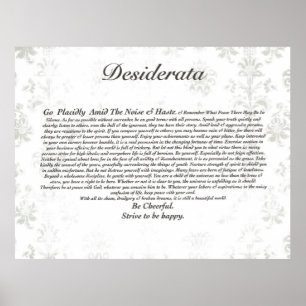 Desiderata Poem on Faded Antique Wallpaper Poster
