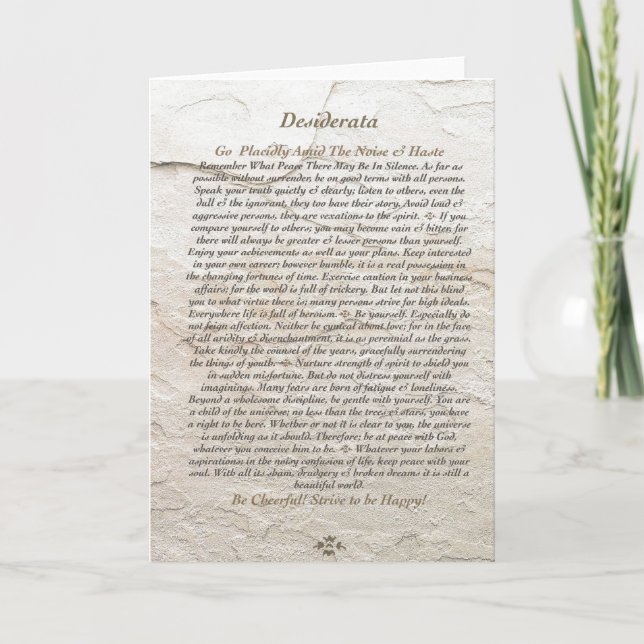 DESIDERATA Poem on Moonstone Holiday Card (Front)