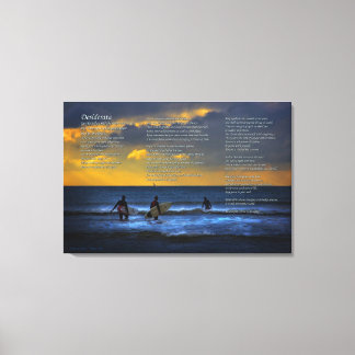 Desiderata Poem on Surfing At Sundown - MEDIUM Canvas Print