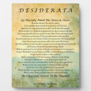 Desiderata Poem on Watercolor Forest Plaque