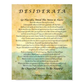 Desiderata Poem on Watercolor Forest Poster