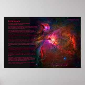 Desiderata Poem - Orion Nebula and Trapezium Stars Poster