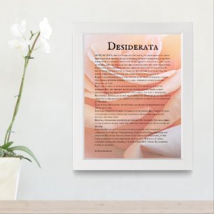 Desiderata Poem Pastel Orange Rose Framed Art