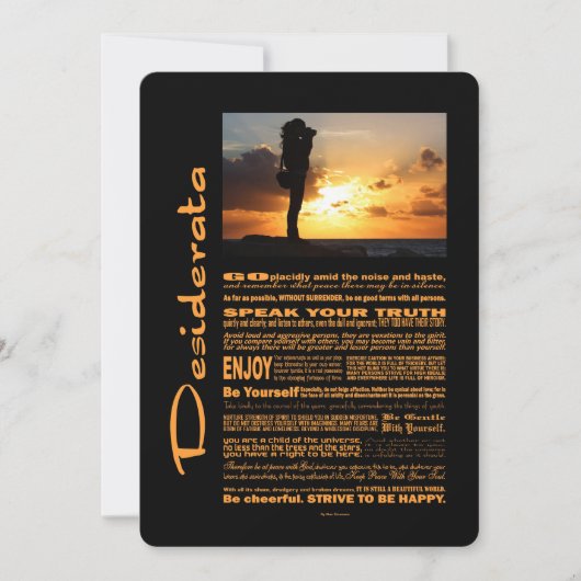 Desiderata Poem Photographing The World #1 (Front)