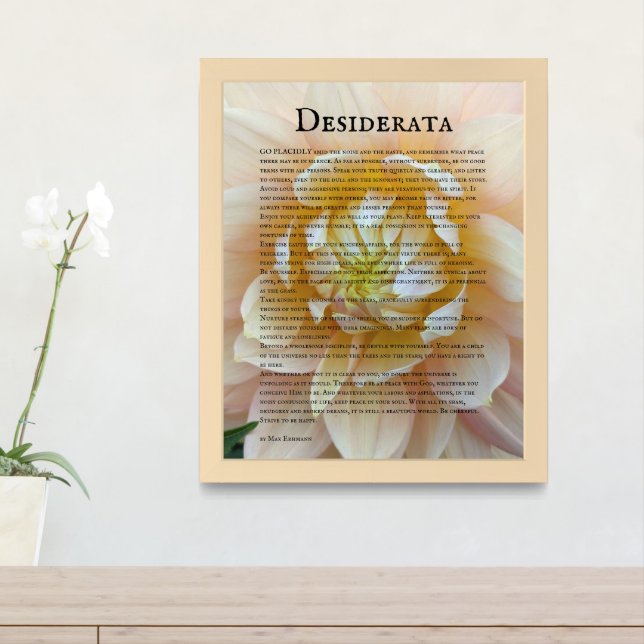 Desiderata Poem Pink and Yellow Rose Framed Art (Entryway)