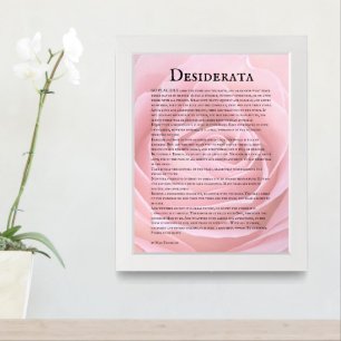 Desiderata Poem Pink Rose Bloom Framed Art
