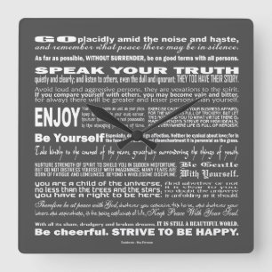 Desiderata Poem Poesy Verse Poetry (Dark Gray) Square Wall Clock