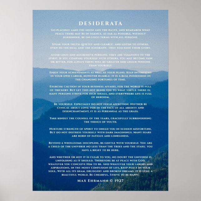 Desiderata Poem Poster Misty Mountain (Front)